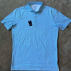 NWT Johnnie-O Performance Polo - Blue Springwood print